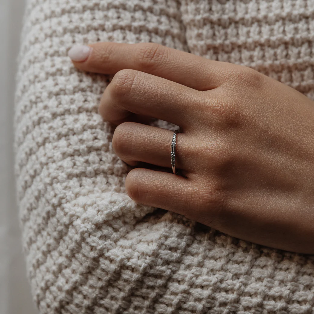 Adaline East-West Baguette and Brilliant Cut Diamonds Wedding Band - Image 4