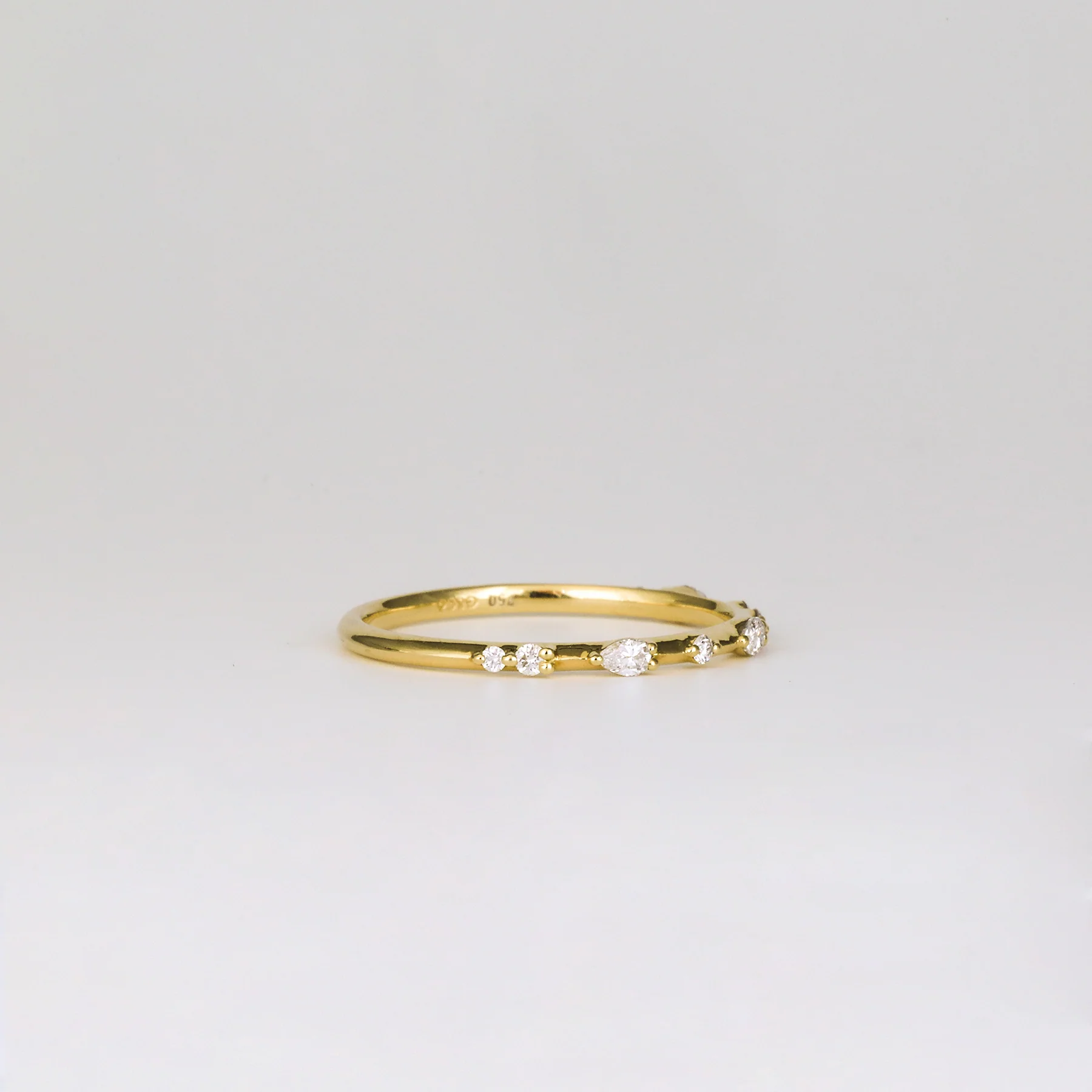 Amelie Straight Diamond Wedding Band | Round & Pear Cut - Image 3