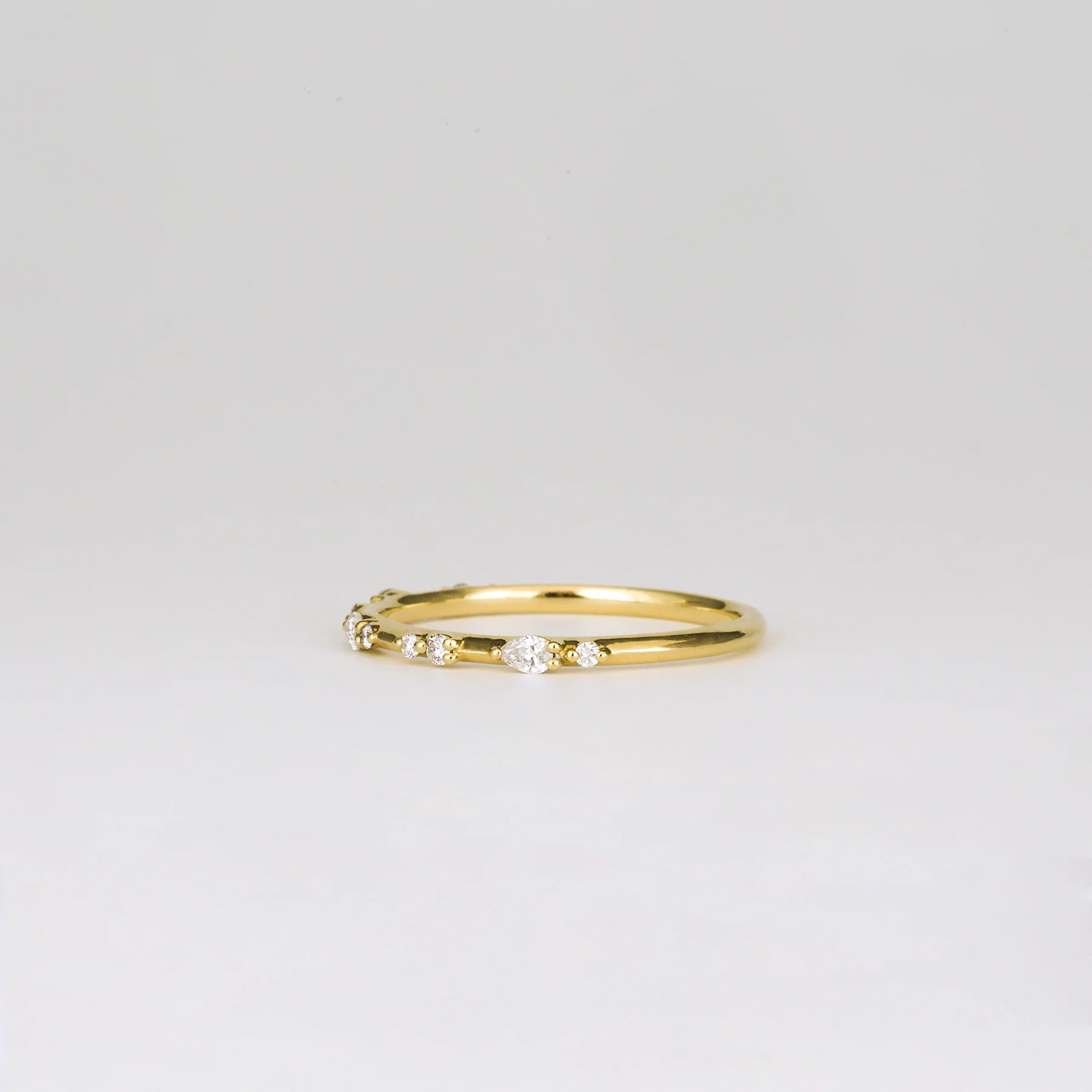 Amelie Straight Diamond Wedding Band | Round & Pear Cut - Image 4