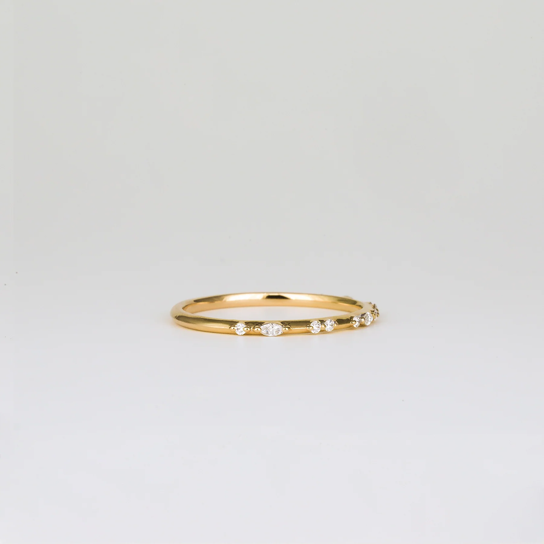 Amelie Straight Diamond Wedding Band | Round & Marquise Cut - Image 4