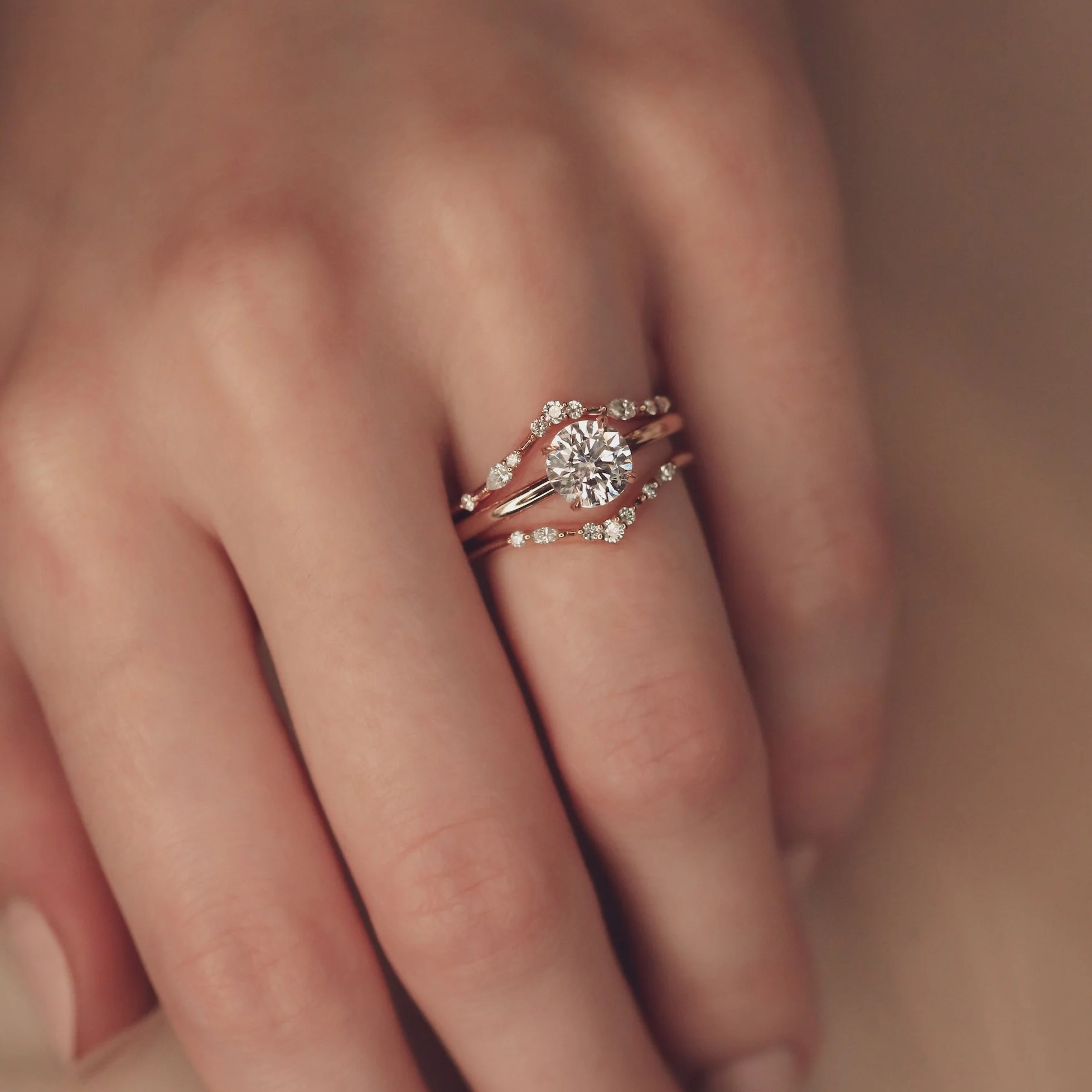 Amelie V-Shaped Diamond Wedding Band | Round & Marquise Cut - Image 5