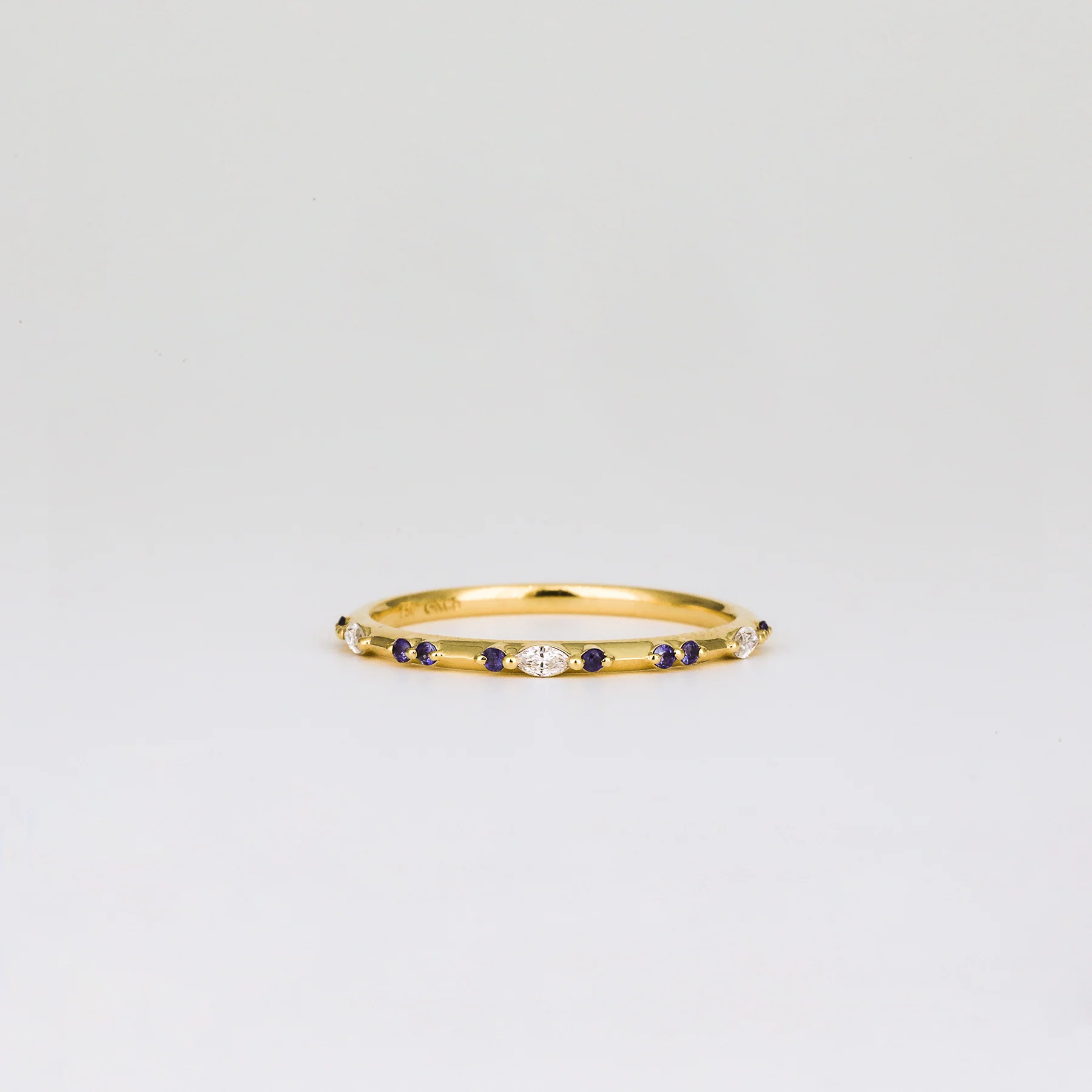 Amelie Coloured Sapphire Wedding Band | Cornflower Blue, Pink, Teal & Tsavorite Garnet - Image 3