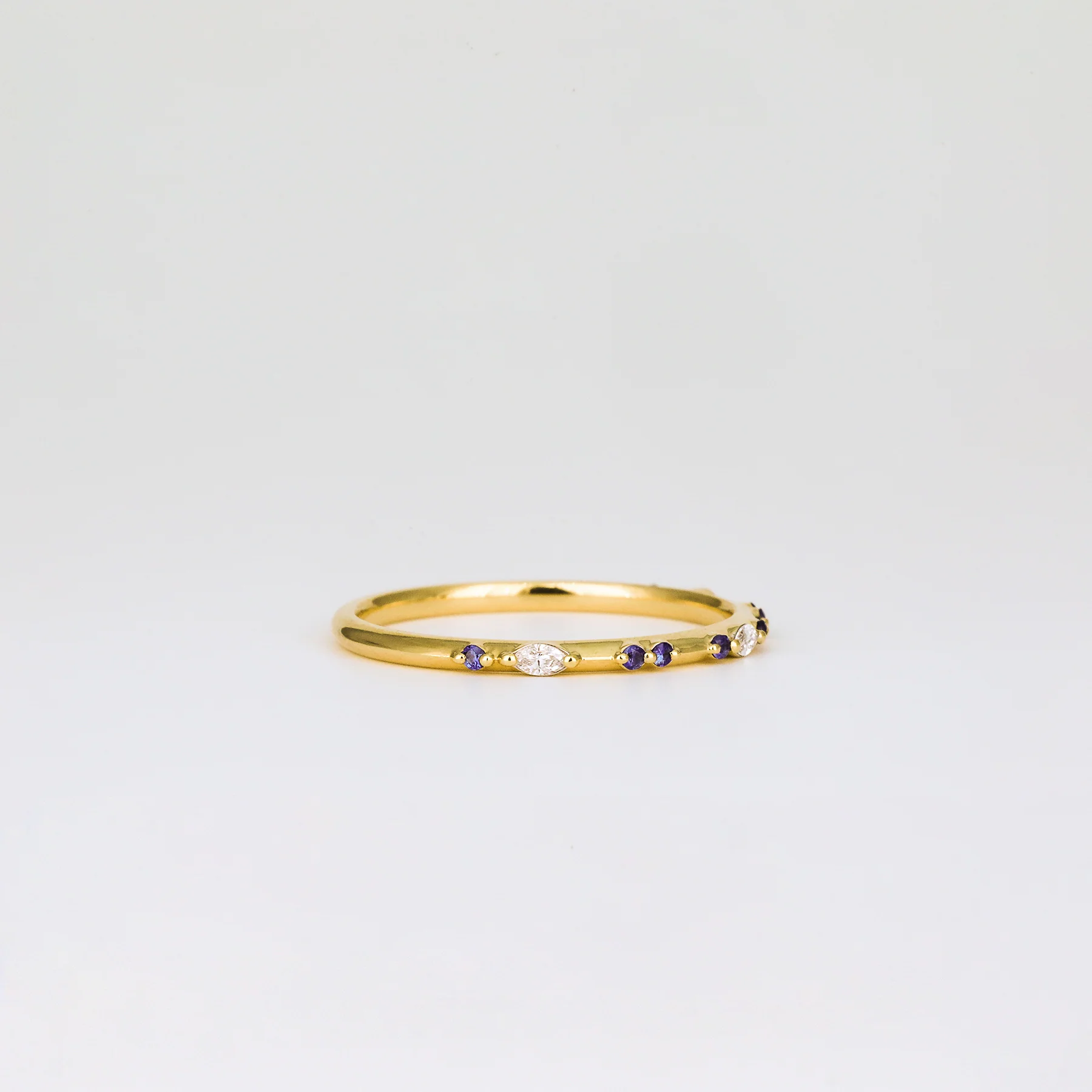 Amelie Coloured Sapphire Wedding Band | Cornflower Blue, Pink, Teal & Tsavorite Garnet - Image 5