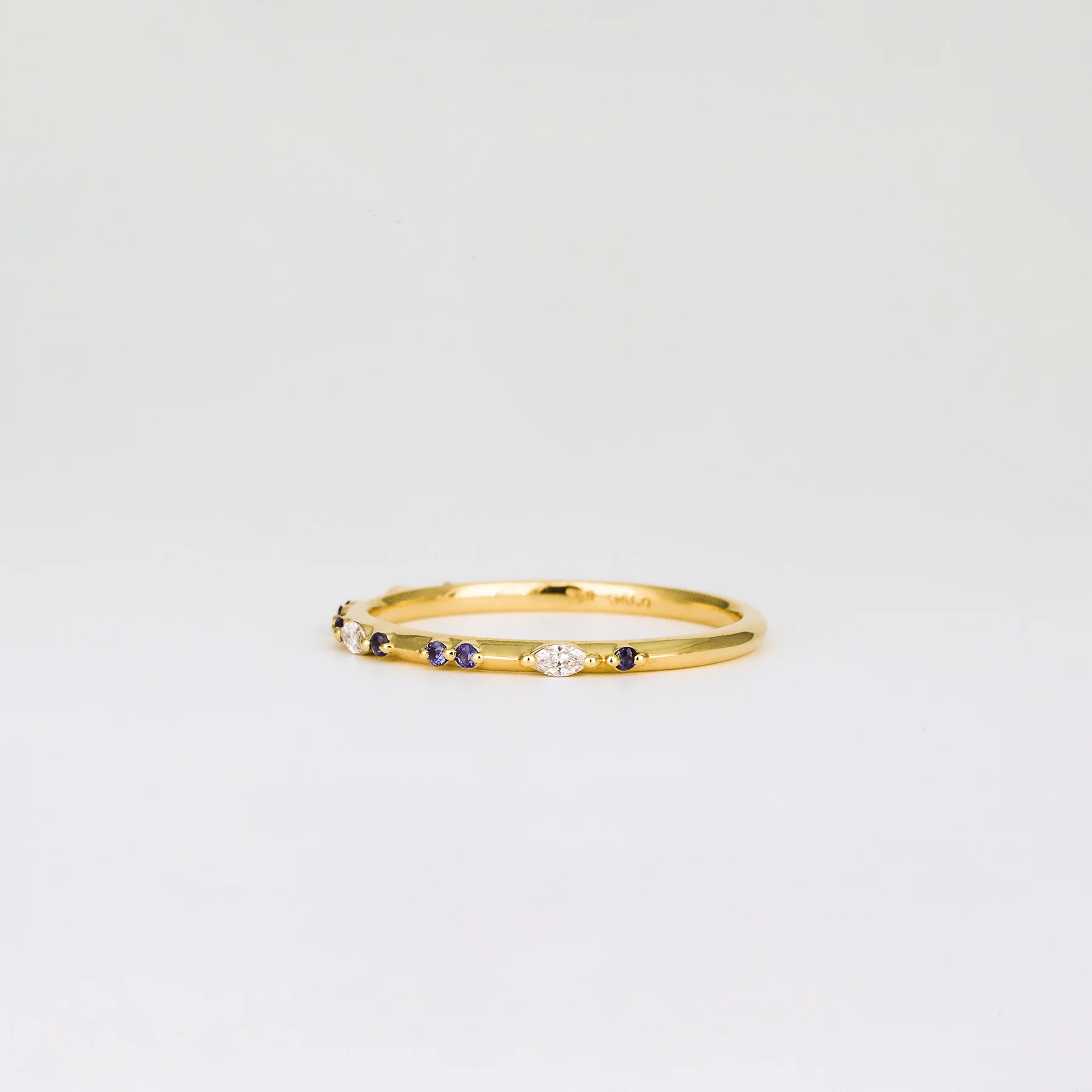 Amelie Coloured Sapphire Wedding Band | Cornflower Blue, Pink, Teal & Tsavorite Garnet - Image 6